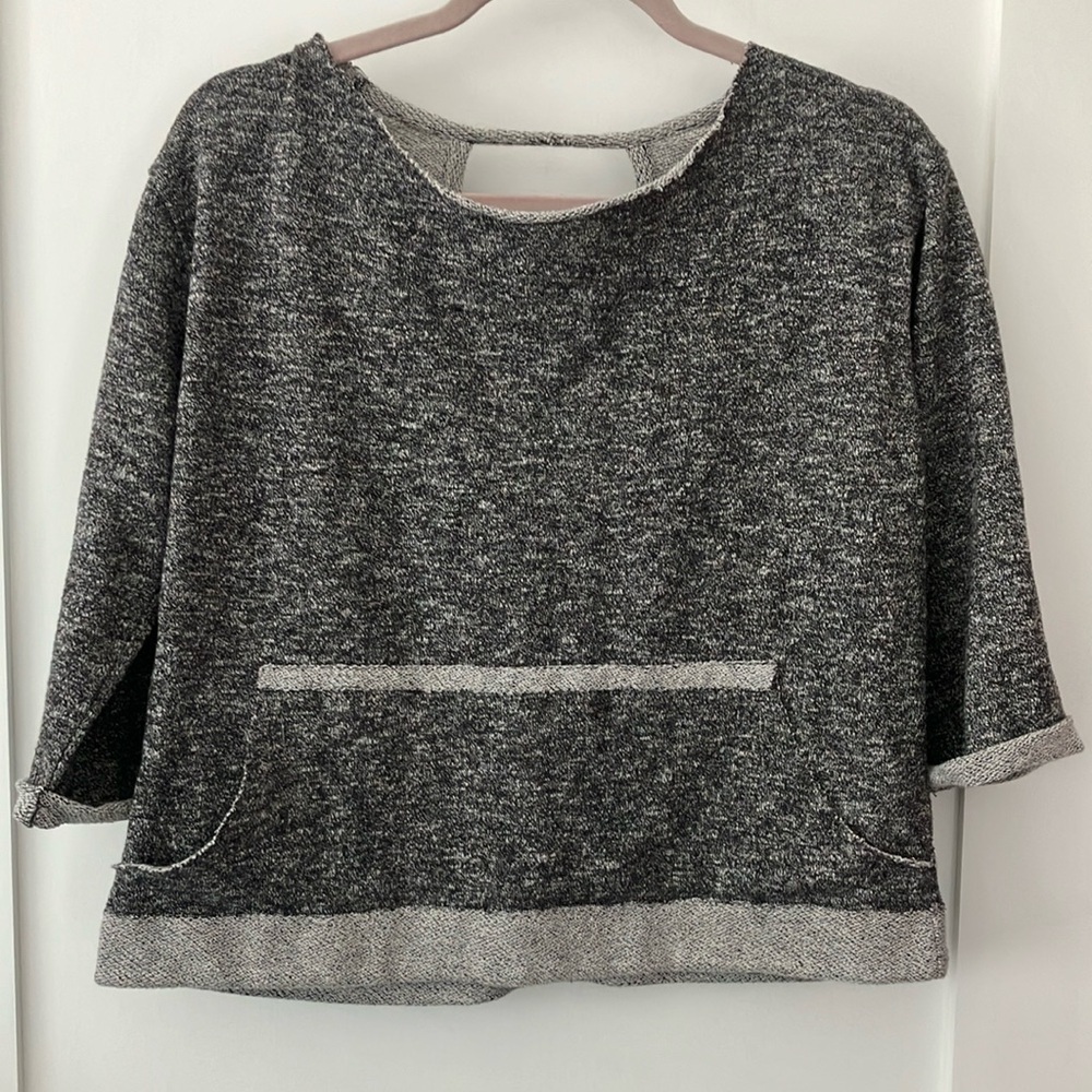 Bobi women’s medium size heather/ charcoal Gray sweatshirt 3/4 sleeve Sweater